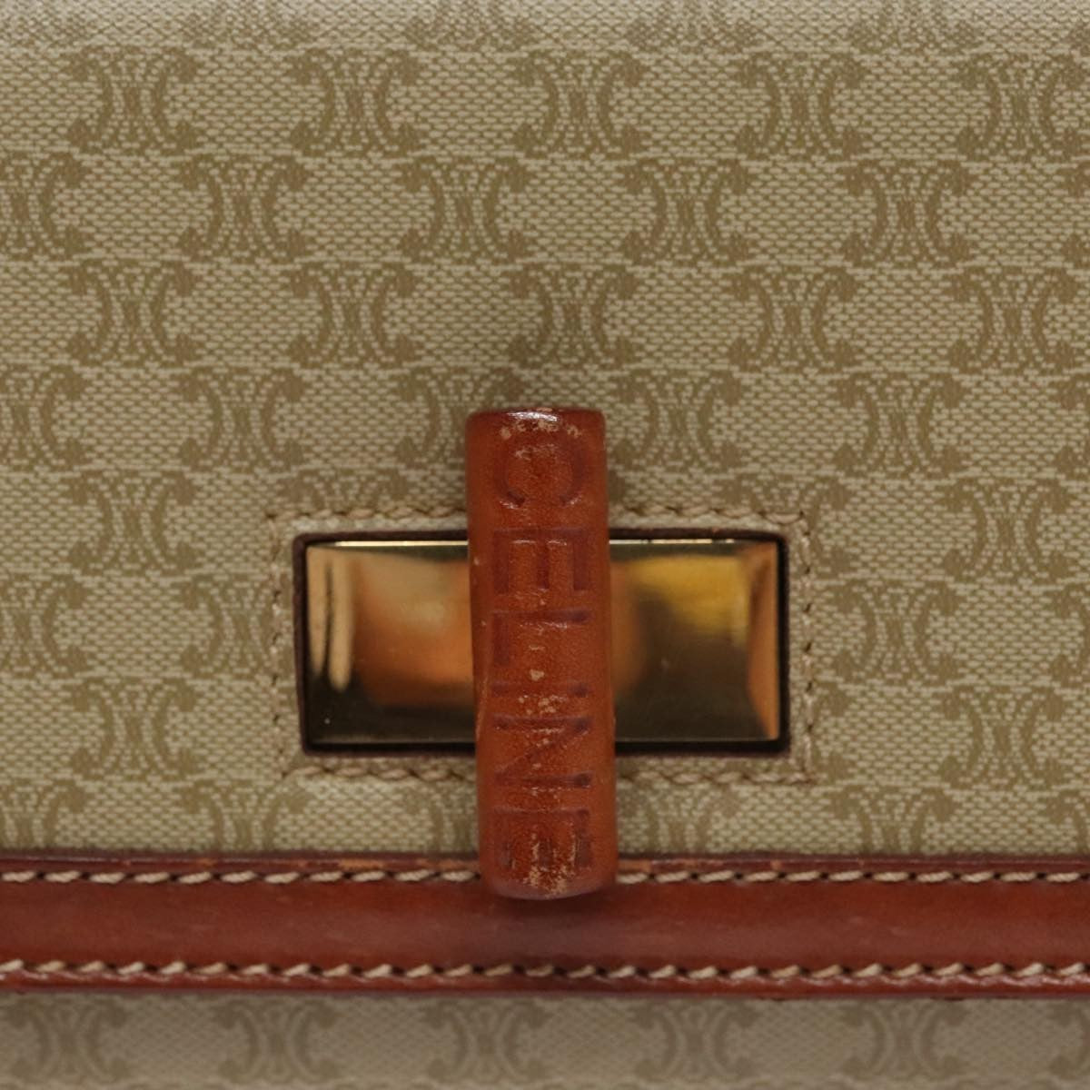 Celine Vintage Convertible Top Handle Bag Macadam Coated Canvas, BEIGE, CANVAS, Handbag