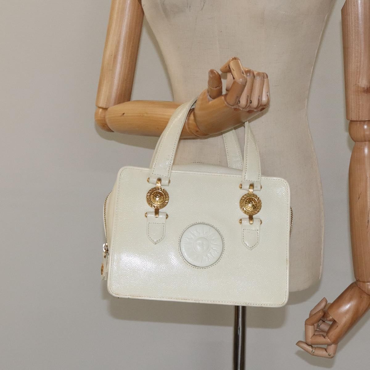 Versace Vintage Handbag Leather, WHITE, LEATHER, Handbag