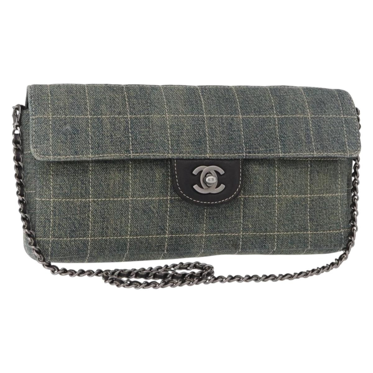 Chanel Chocolate Bar Flap Bag Quilted Denim, BLUE, DENIM_JEANS, Shoulder bag