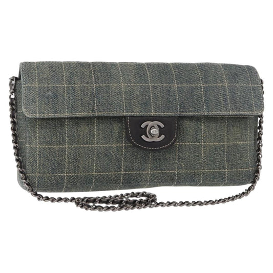 Chanel Chocolate Bar Flap Bag Quilted Denim, BLUE, DENIM_JEANS, Shoulder bag