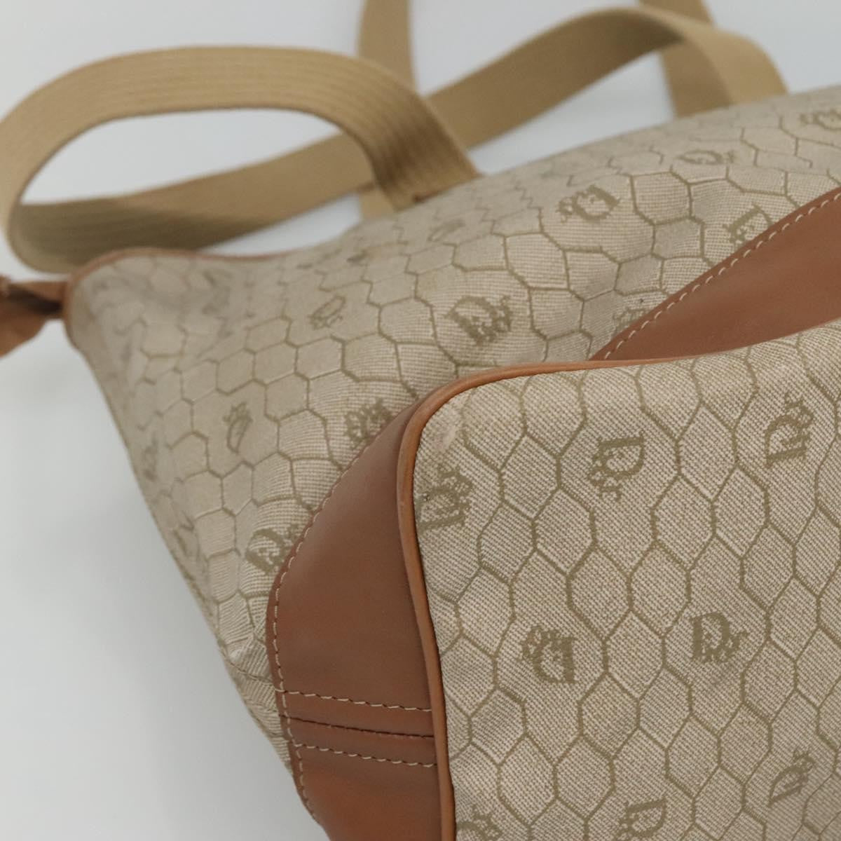 Christian Dior Front Pocket Convertible Tote Canvas, BEIGE, CANVAS, Tote bag