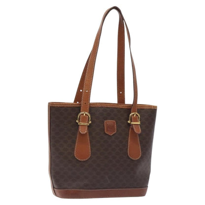 Celine Vintage Macadam Handbag Canvas, BROWN, CANVAS, Handbag