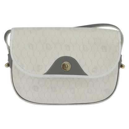 Christian Dior Vintage Honeycomb Flap Crossbody Bag Canvas and Leather, WHITE, CANVAS, Shoulder bag