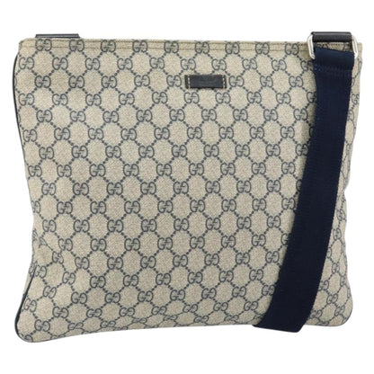 Gucci Zip Top Messenger Bag GG Coated Canvas, NAVY, PVC, Shoulder bag