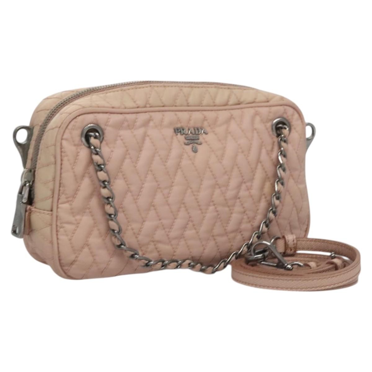 Prada Camera Bag Quilted Tessuto, PINK, NYLON, Crossbody bag