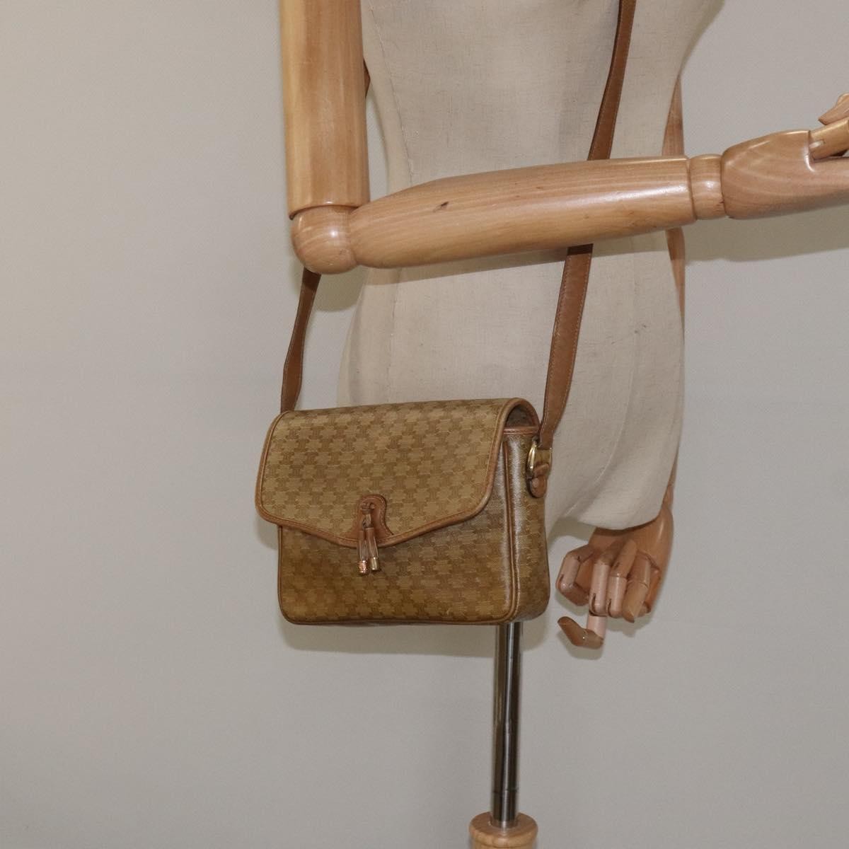 Celine Vintage Macadam Shoulder Bag Canvas, BEIGE, CANVAS, Shoulder bag