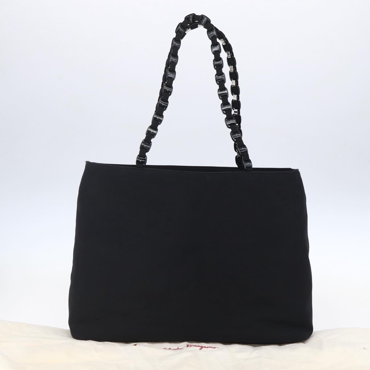 Salvatore Ferragamo Vintage Shoulder Bag Canvas, BLACK, CANVAS, Shoulder bag