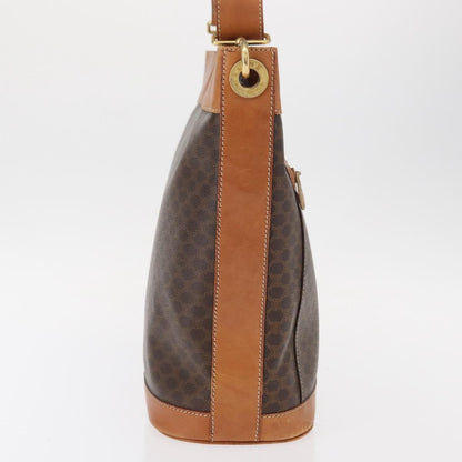 Celine Vintage Macadam Shoulder Bag Canvas and Leather, BROWN, CANVAS, Shoulder bag