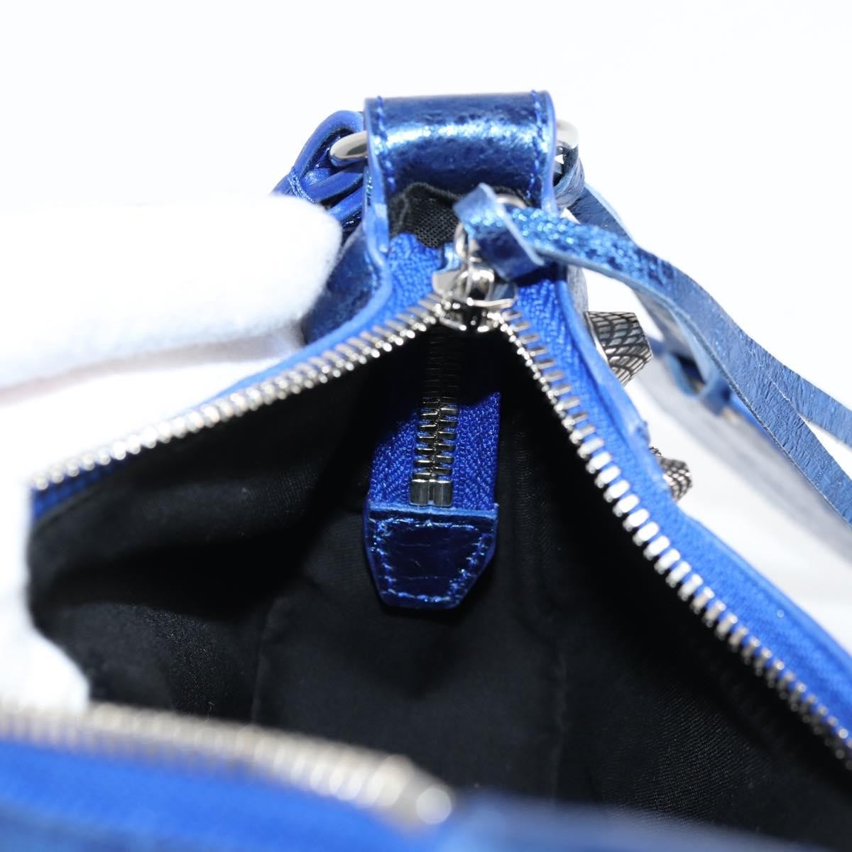 Balenciaga Le Cagole Giant Studs Shoulder Bag Leather, BLUE, LEATHER, Shoulder bag