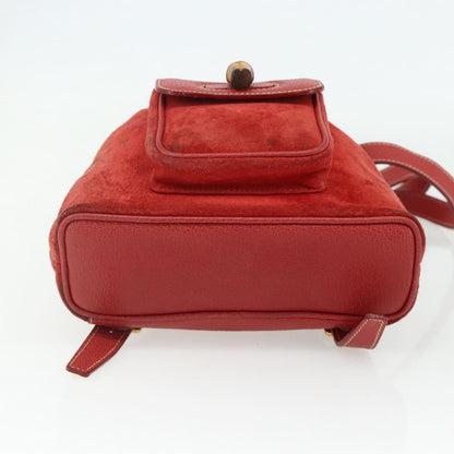 Gucci Gucci bamboo backpack daim, Red, Suede, Backpack