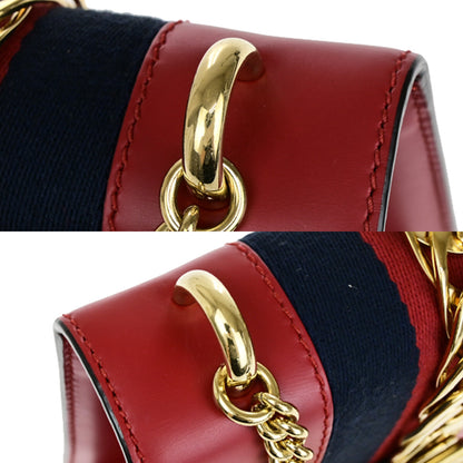 Gucci Sylvie Shoulder Bag Leather, RED, LEATHER, Shoulder bag