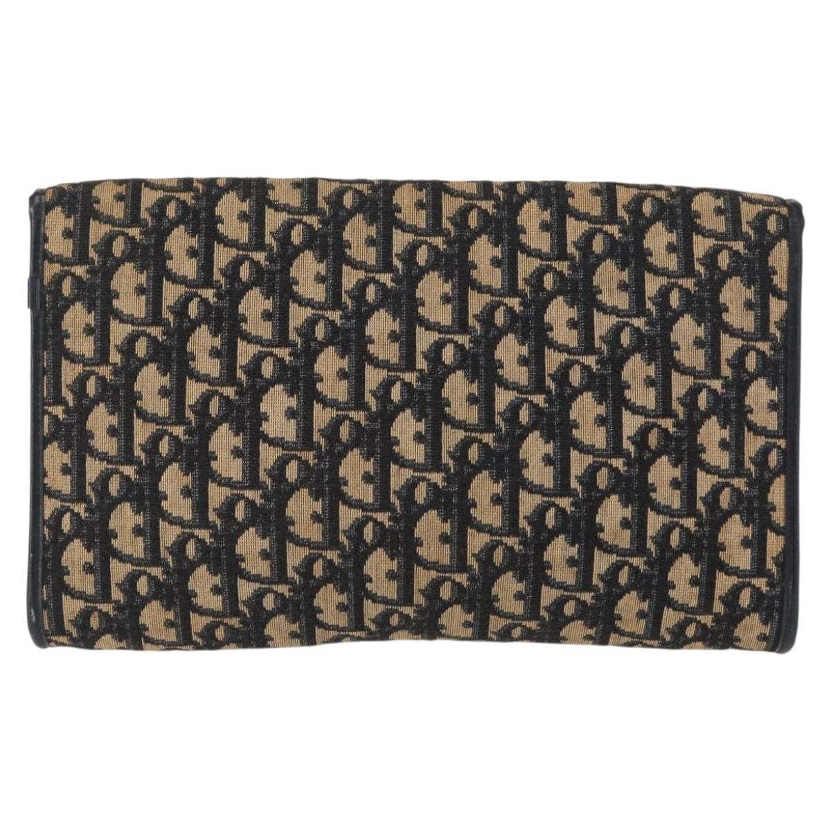 Christian Dior Vintage CD Chain Flap Shoulder Bag Diorissimo Canvas, NAVY, CANVAS, Shoulder bag