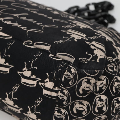 Chanel Resin Tote Printed Canvas, BLACK, CANVAS, Tote bag