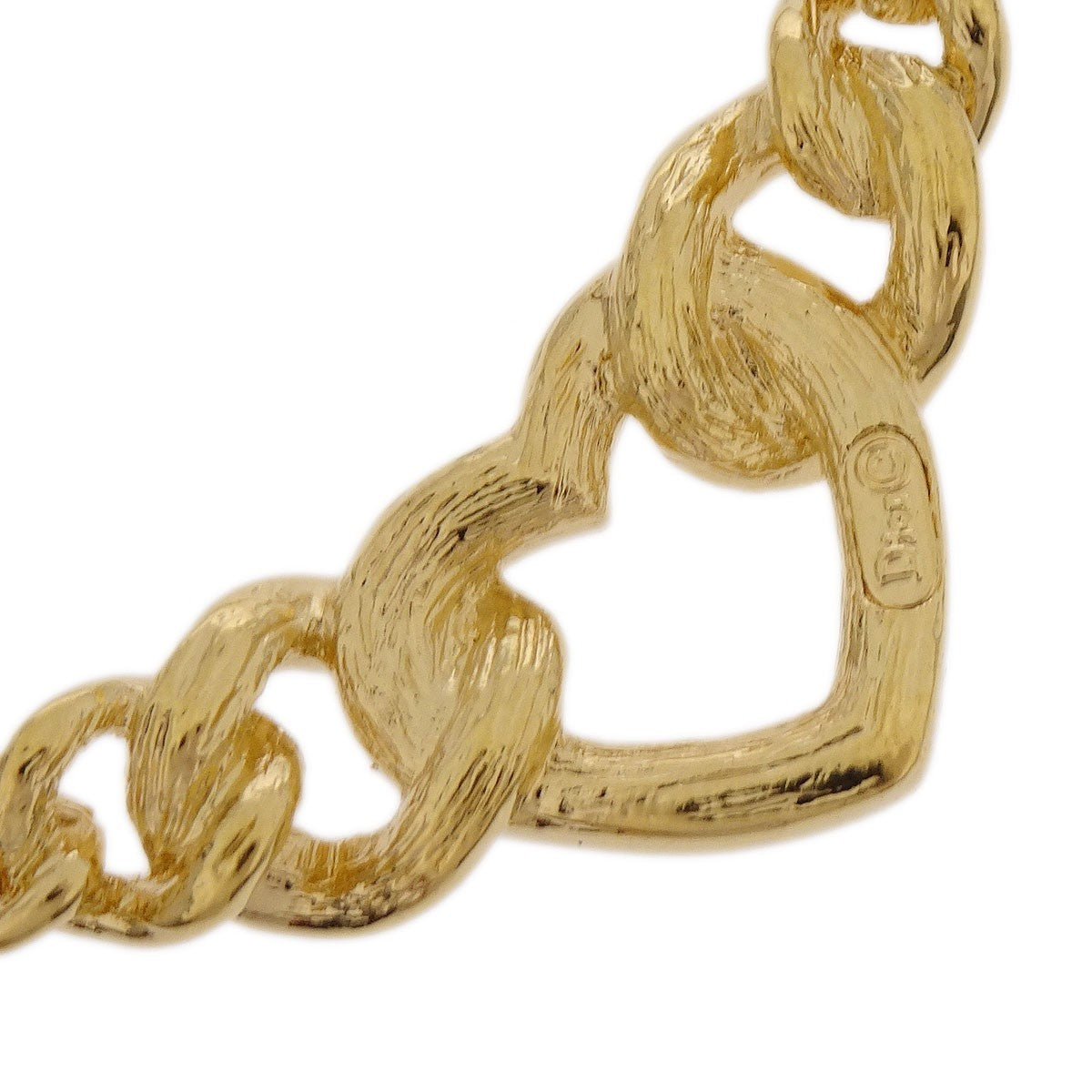 Christian Dior Logo Heart Pendant Necklace Metal with Crystal, GOLD, GOLD_PLATED, Necklace