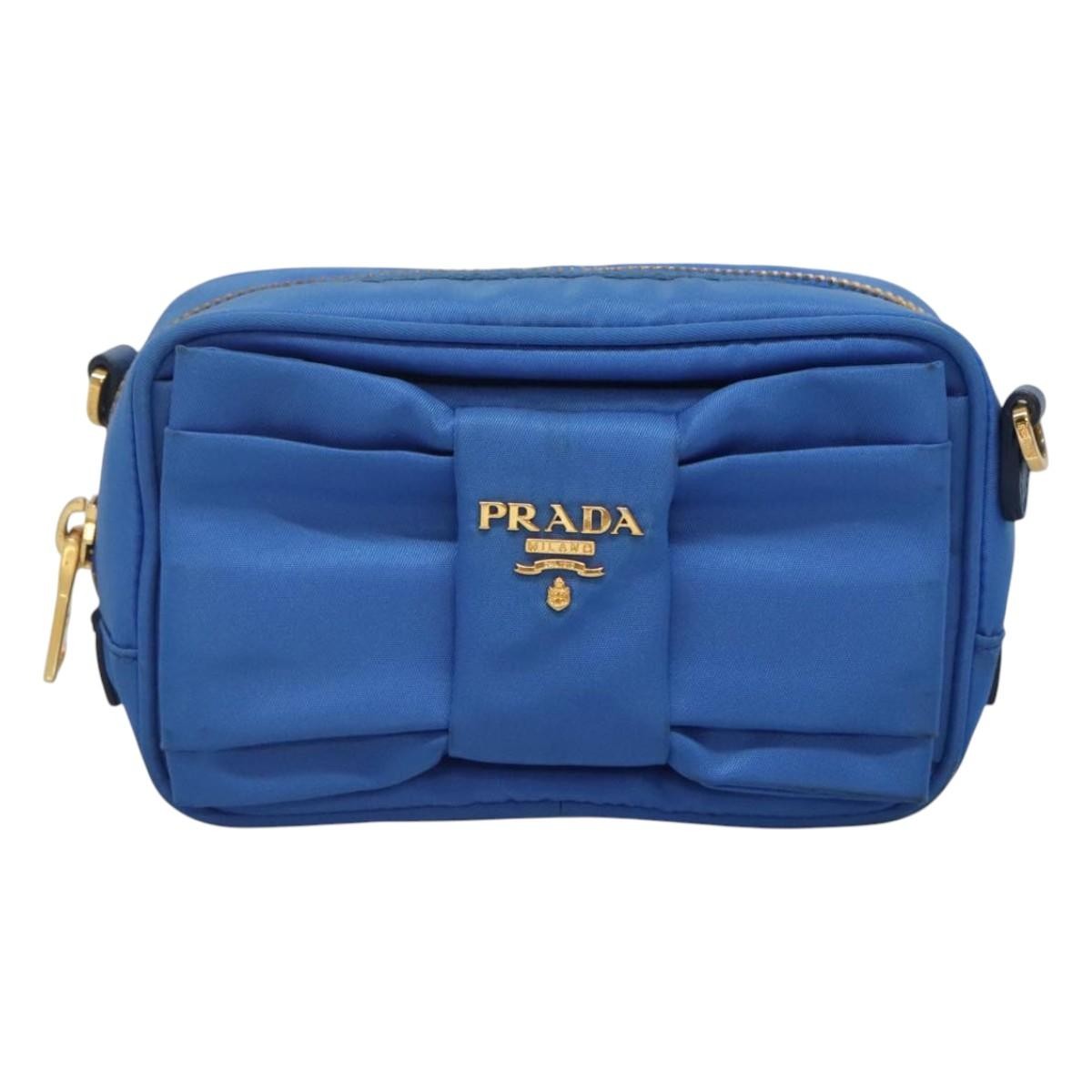 Prada Bow Camera Crossbody Bag Tessuto, BLUE, NYLON, Shoulder bag
