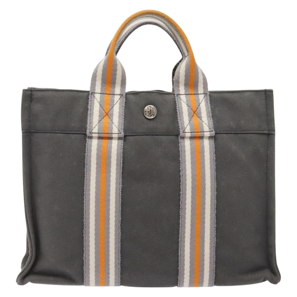 Hermes Fourre Tout Tote Canvas, GRAY, CANVAS, Tote bag