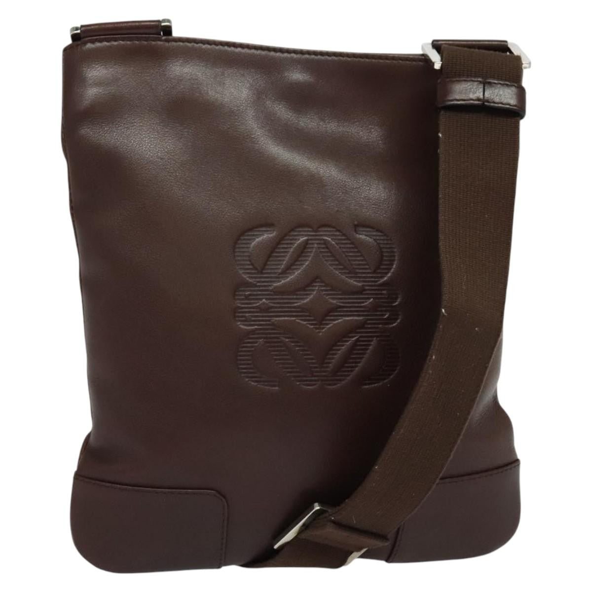 Loewe Anagram Shoulder Bag Leather, BROWN, LEATHER, Shoulder bag