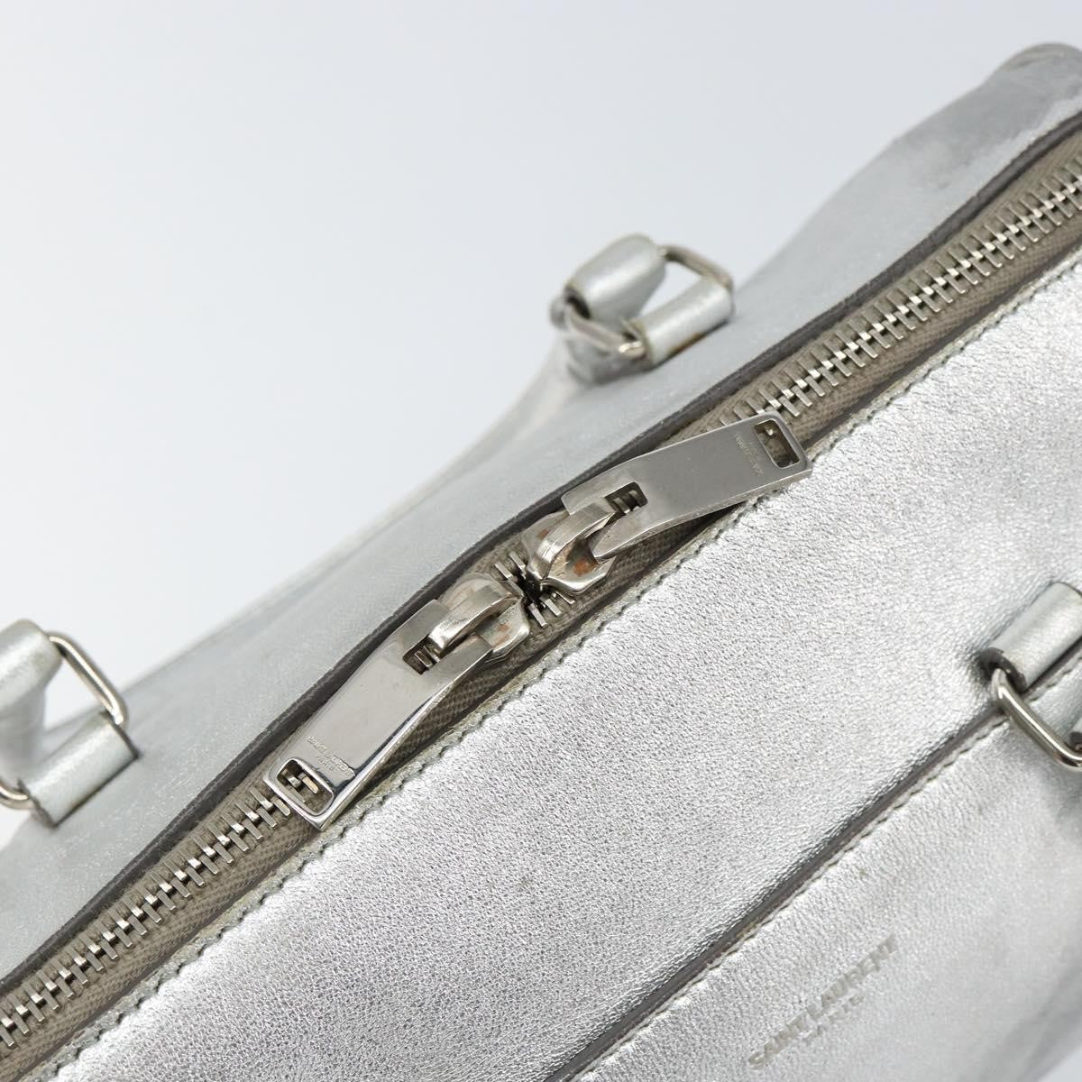 Saint Laurent Classic Duffle Bag Leather, SILVER, LEATHER, Handbag