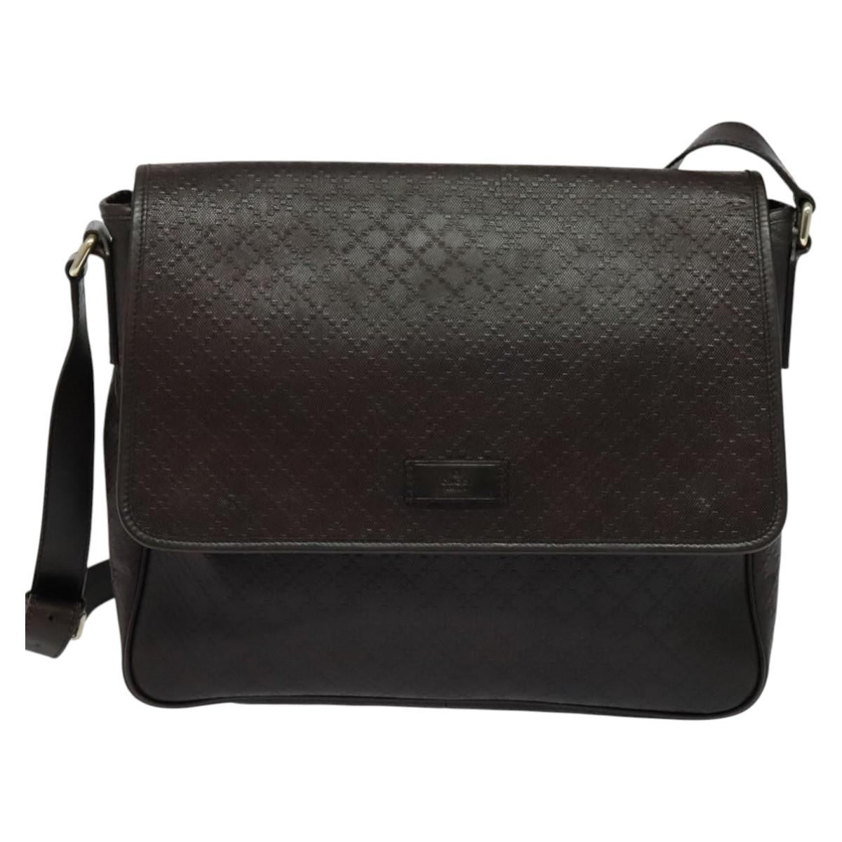 Gucci Lux Flap Messenger Bag Diamante Leather, BROWN, LEATHER, Crossbody bag