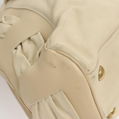 Salvatore Ferragamo Gancini Shoulder Bag Leather, WHITE, LEATHER, Handbag