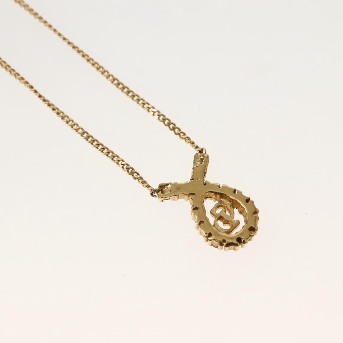 Christian Dior CD Pendant Necklace Metal and Crystals, GOLD, METAL, Necklace