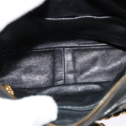 Chanel Vintage Square Front Pocket Camera Bag Quilted Patent, BLACK, LEATHER, Crossbody bag