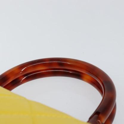 Chanel Vintage CC Resin Pocket Tote Quilted Leather, YELLOW, LEATHER, Tote bag