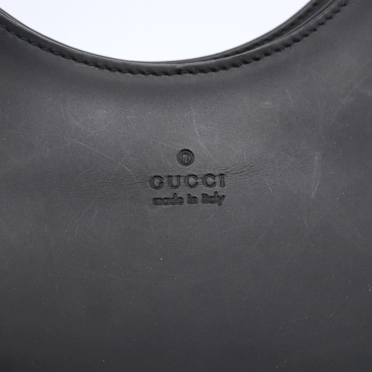 Gucci Metal Handle Hobo Leather, BLACK, LEATHER, Shoulder bag