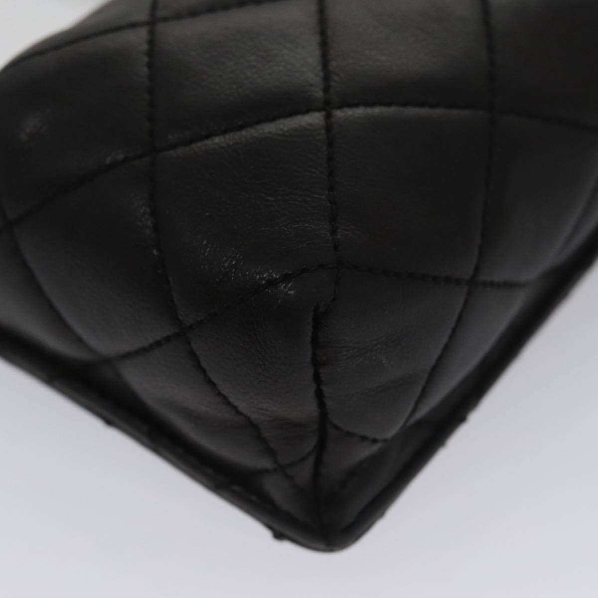 Chanel CC Phone Pouch with Chain Quilted Lambskin, BLACK, LEATHER, Crossbody bag