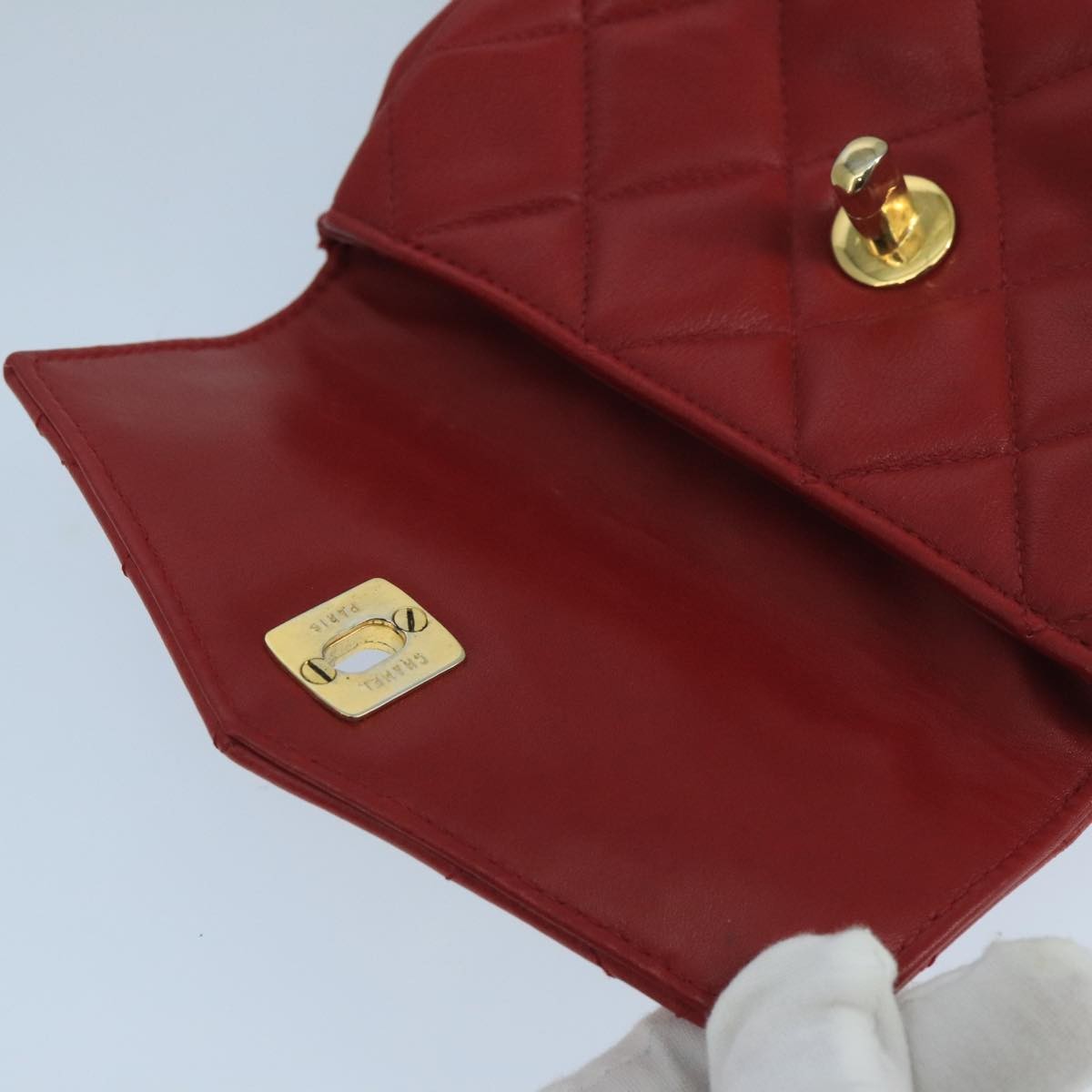 Chanel Chain Envelope Belt Bag Quilted Calfskin, RED, LEATHER, Clutche & pouche