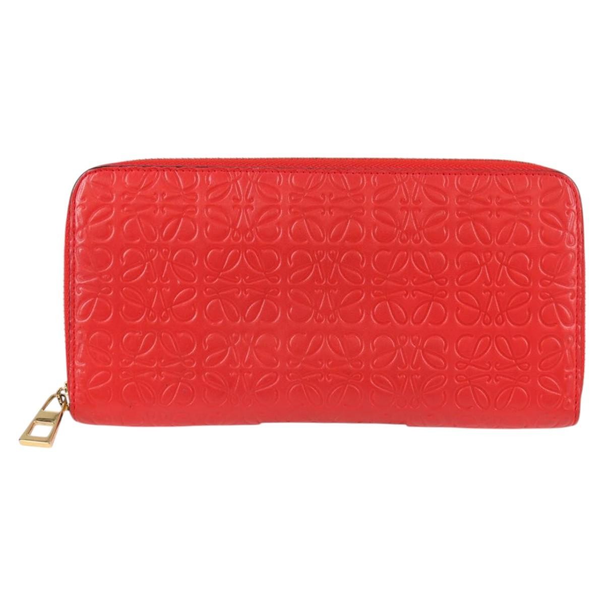 Loewe Anagram Wallet Leather, RED, LEATHER, Wallets