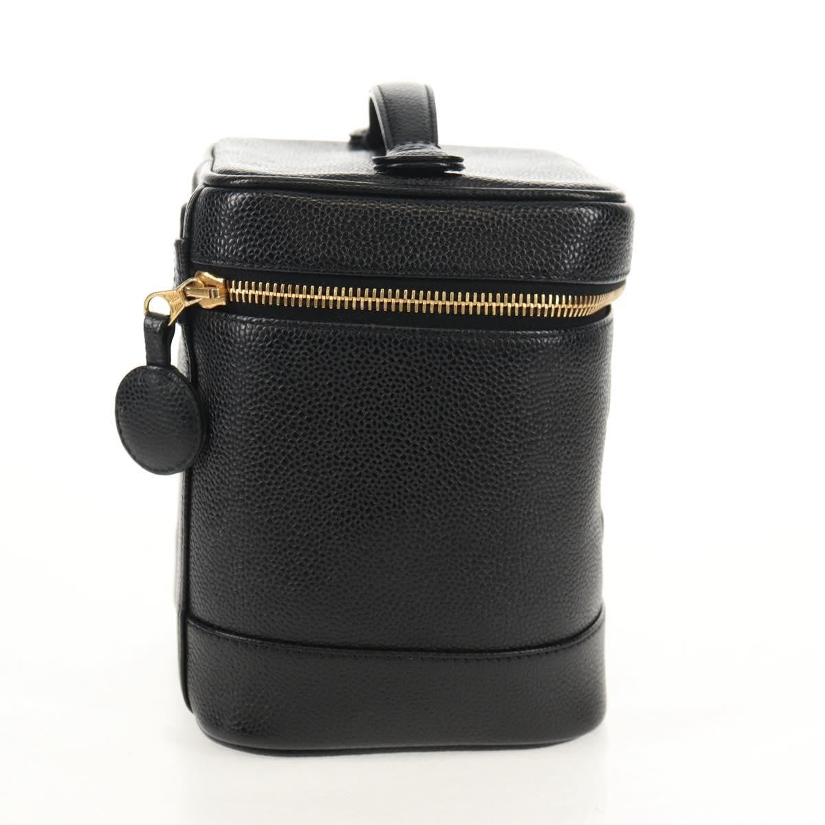 Chanel Vintage Timeless Cosmetic Case Caviar, BLACK, LEATHER, Clutche & pouche
