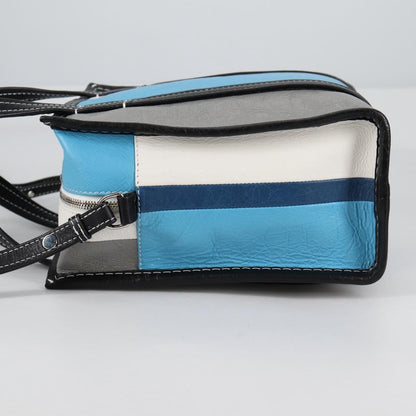 Balenciaga Bazar Convertible Tote Striped Leather, BLUE, LEATHER, Tote bag