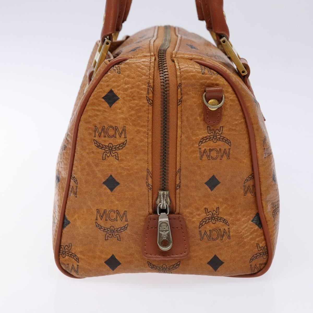 MCM Visetos logogramme Handbag Canvas and Leather, BROWN, PVC, Handbag