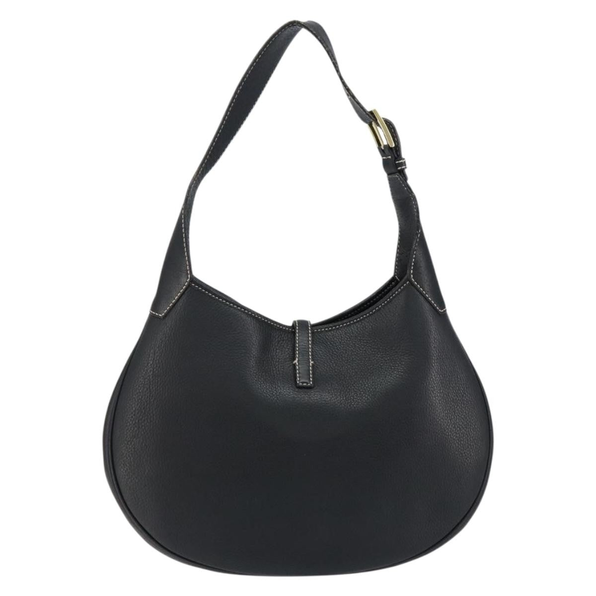 Salvatore Ferragamo Gancini Shoulder Bag Leather, BLACK, LEATHER, Shoulder bag