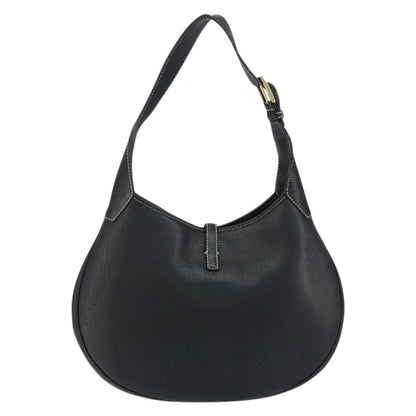 Salvatore Ferragamo Gancini Shoulder Bag Leather, BLACK, LEATHER, Shoulder bag