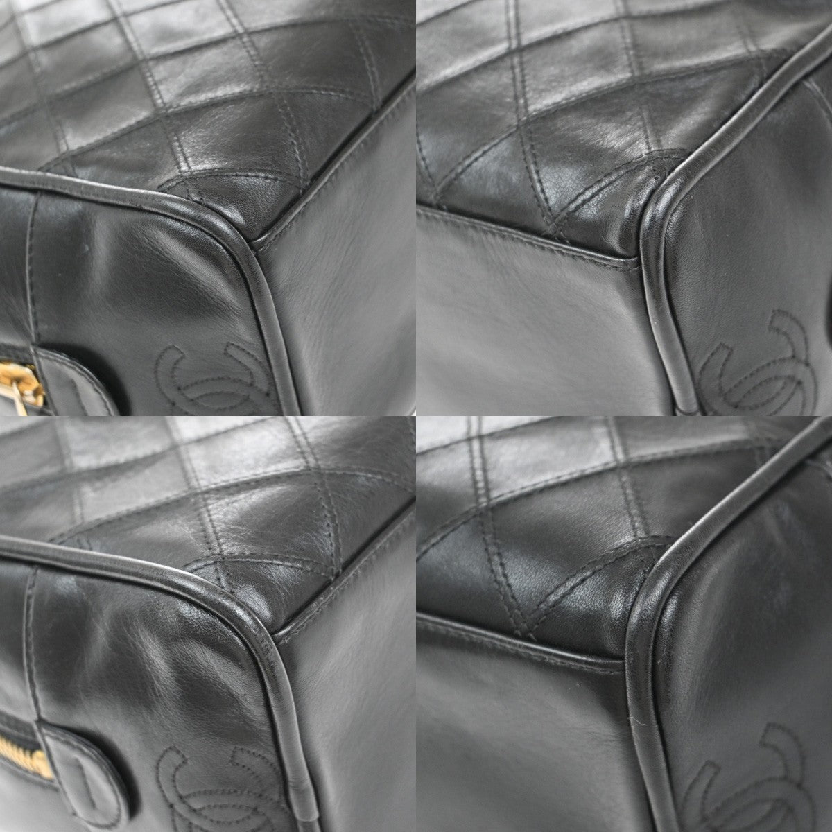 Chanel Vintage Diamond CC Camera Bag Quilted Caviar, BLACK, LEATHER, Clutche & pouche