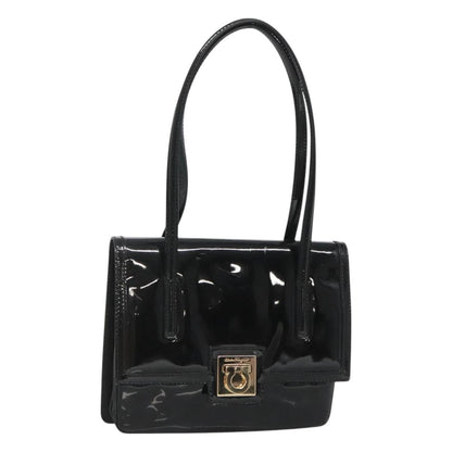 Salvatore Ferragamo Gancini handbag Patent leather, BLACK, PATENT_LEATHER, Handbag