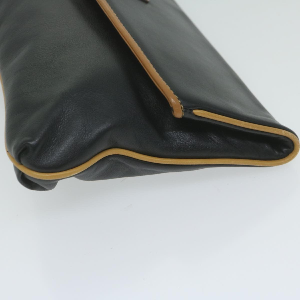 Celine Logo Triomphe Pouch Leather, BLACK, LEATHER, Clutche & pouche