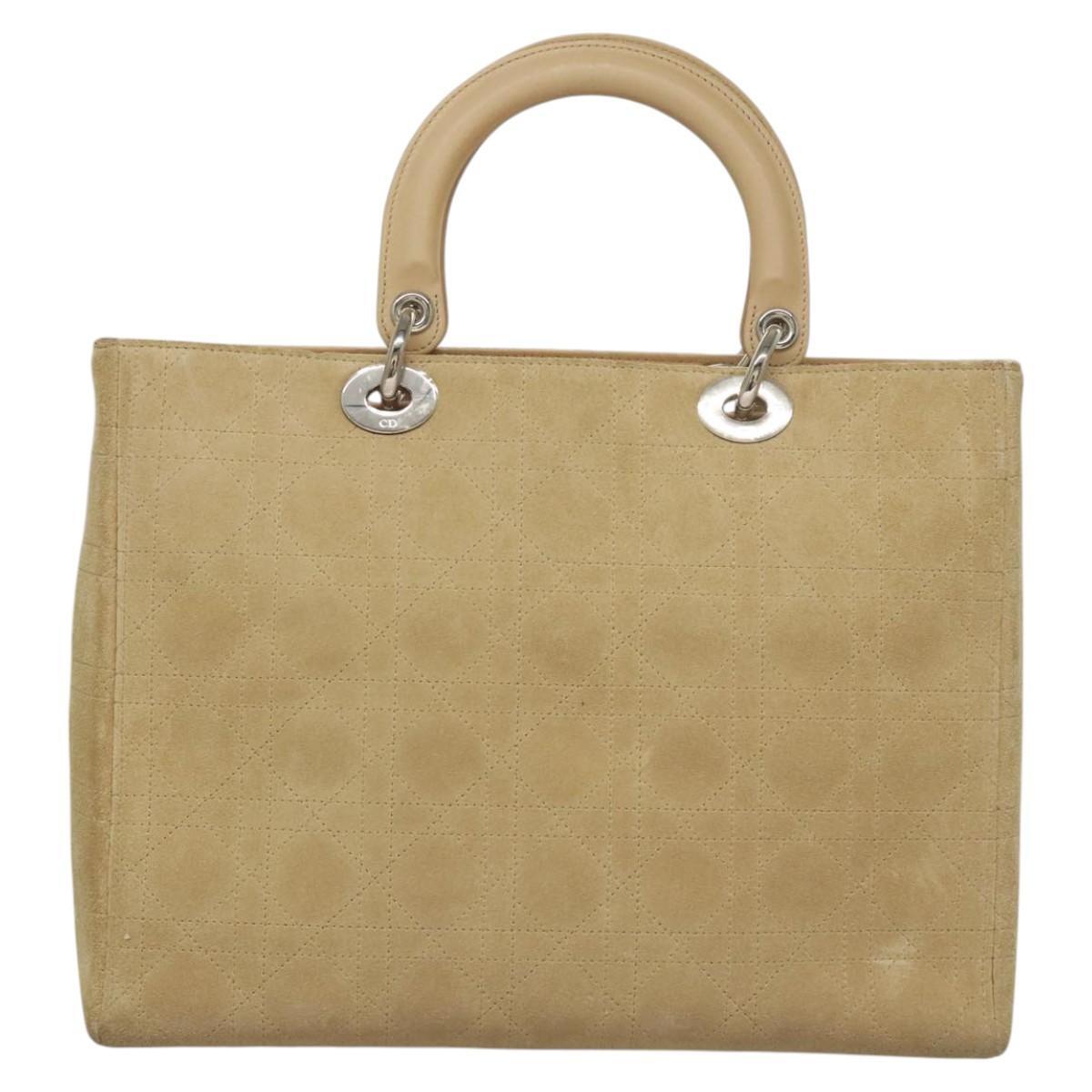 Christian Dior Lady Dior Bag Cannage Quilt Suede, BEIGE, SUEDE, Handbag