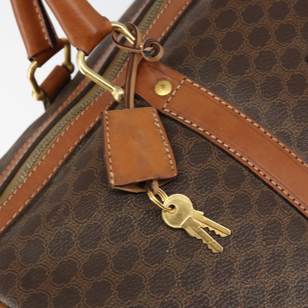 Celine Vintage Macadam Boston bag Canvas, BROWN, CANVAS, Travel bag