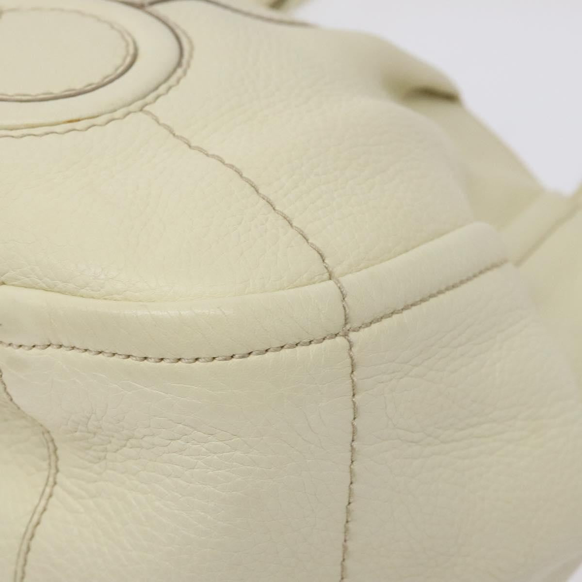 Salvatore Ferragamo Gancini Hobo Stitched Leather, WHITE, LEATHER, Handbag