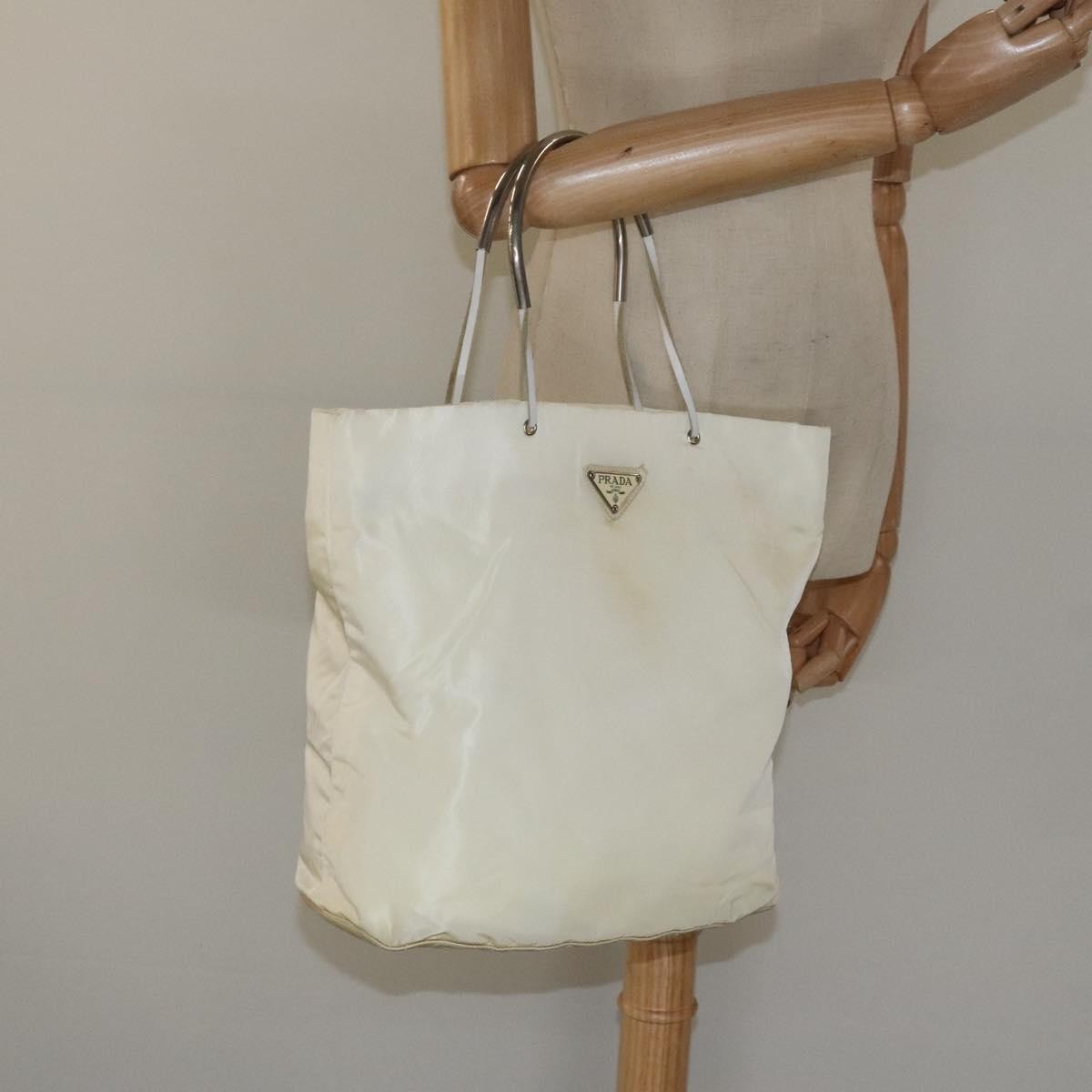 Prada Vintage Tote Tessuto, Ecru, Nylon, Tote Bag