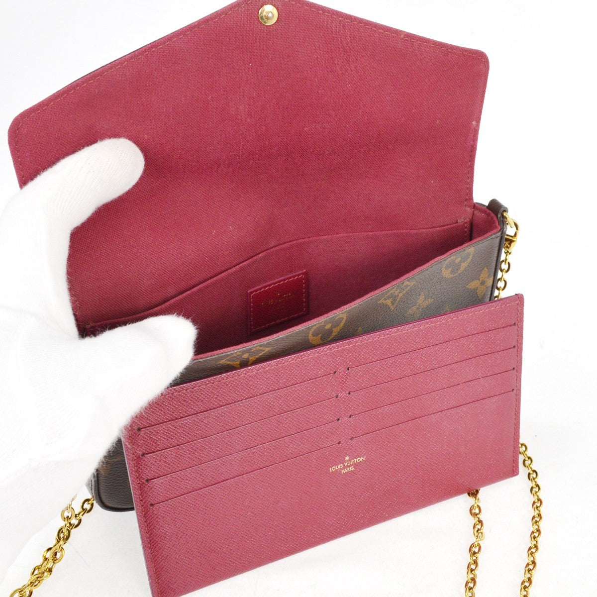 Louis Vuitton Felicie Pochette Monogram Canvas, BROWN, CANVAS, Clutche & pouche