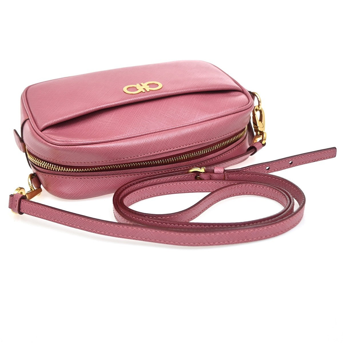Salvatore Ferragamo Gancini Shoulder Bag Leather, Pink, Leather, Shoulder Bag