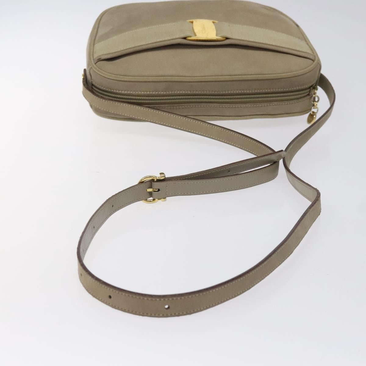 Salvatore Ferragamo Vara Bow camera Shoulder Bag Suede, Beige, Suede, Shoulder Bag