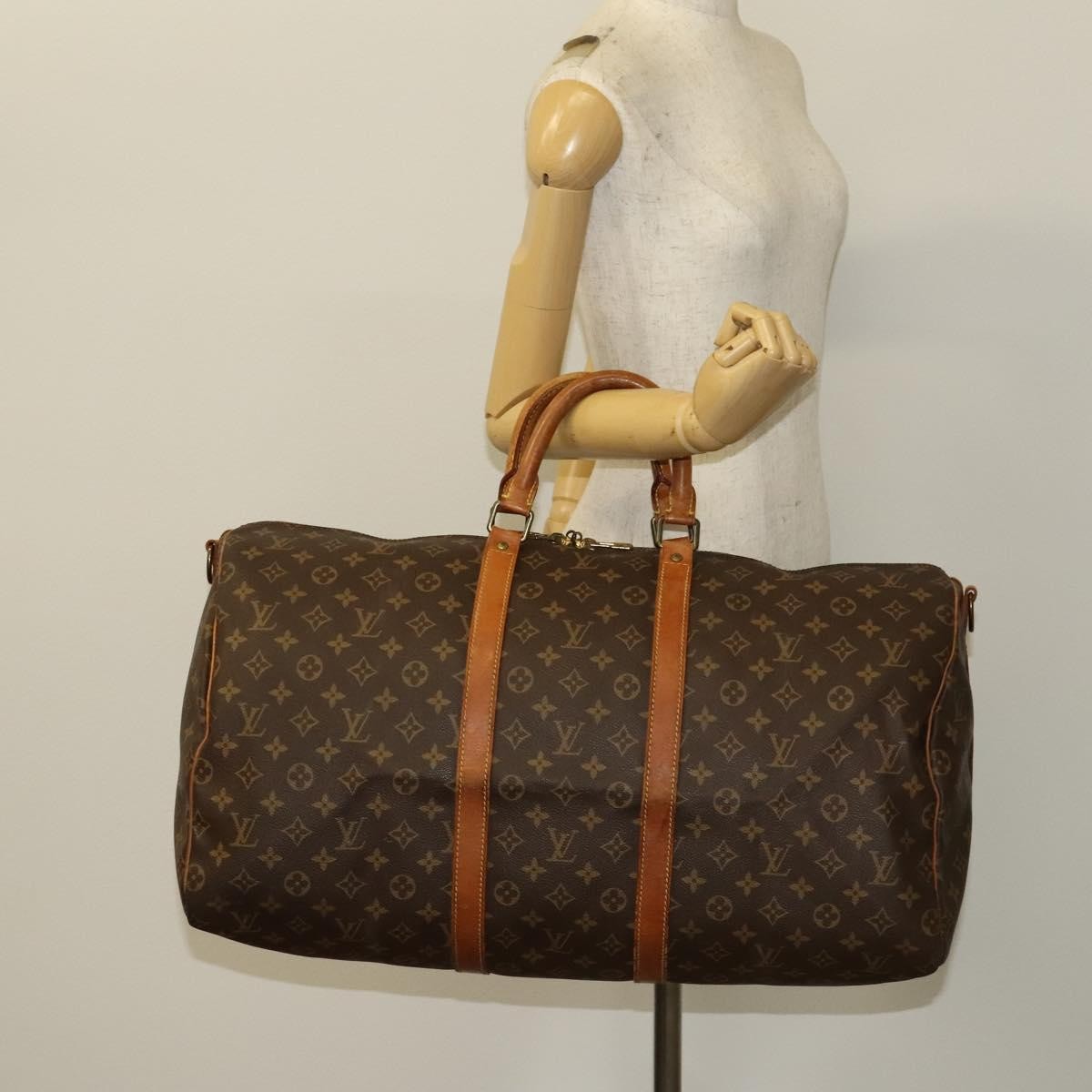 Louis Vuitton Keepall Bandouliere Bag Monogram Canvas, BROWN, CANVAS, Travel bag