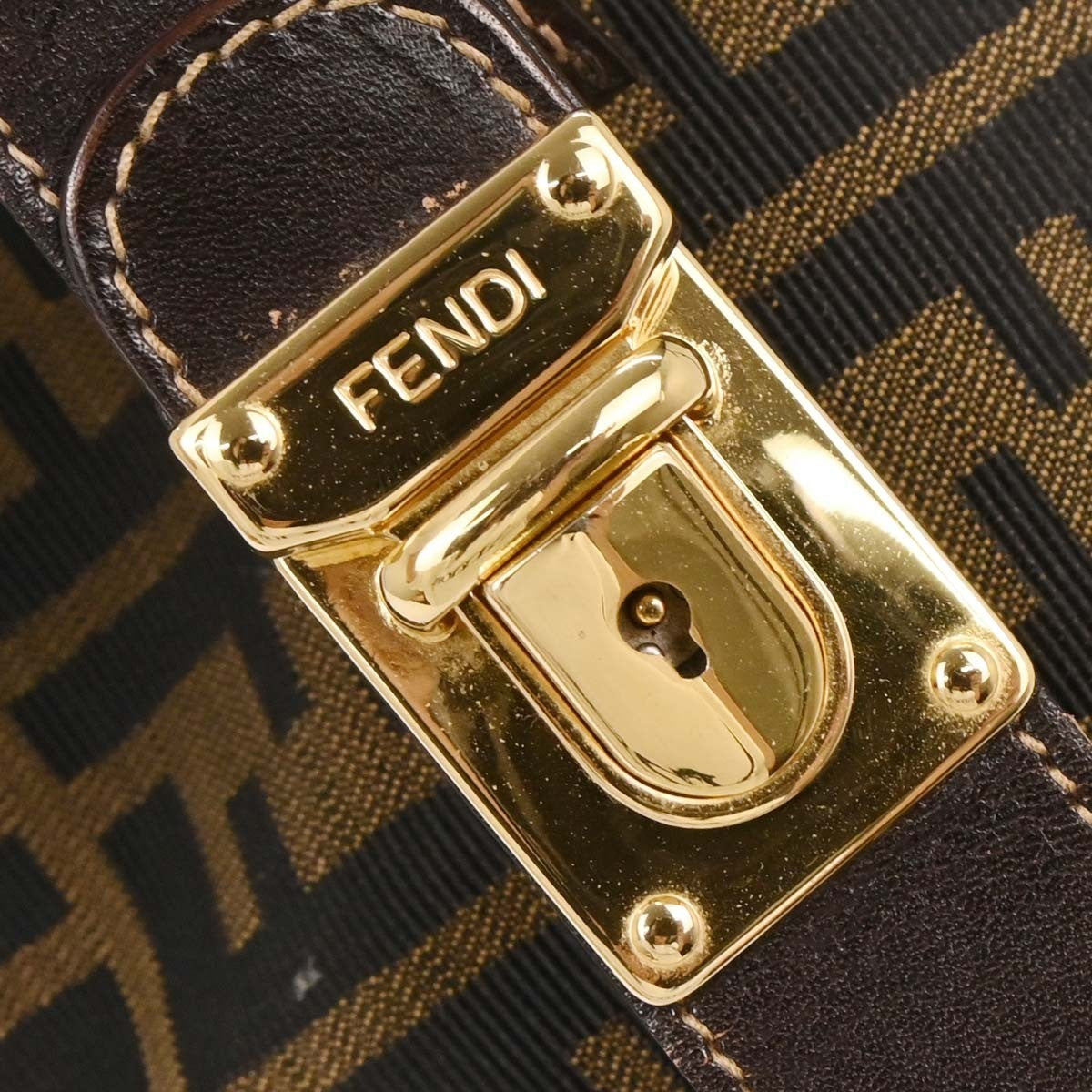 Fendi Vanity Clutch Canvas, BROWN, CANVAS, Handbag