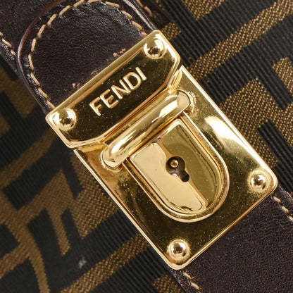 Fendi Vanity Clutch Canvas, BROWN, CANVAS, Handbag