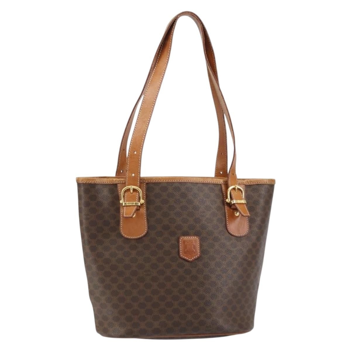 Celine Vintage Macadam Tote bag Canvas, BROWN, PVC, Tote bag